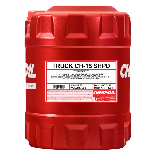 20 (1x20) Liter CHEMPIOIL TRUCK SHPD CH-15 SAE 20W-50 Motoröl